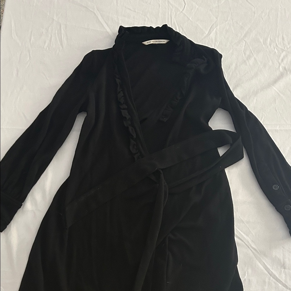 Diane Von Furstenberg Black Long Sleeve WRAP Dress